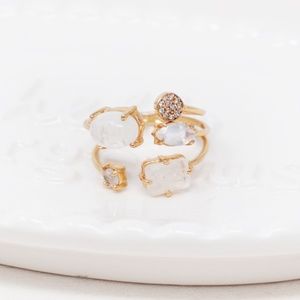 18K Gold 5 Gemstone Forrest Cluster Ring